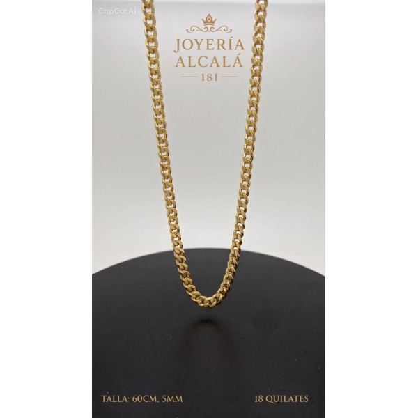 Cadena barbada de oro 18k 70 cm